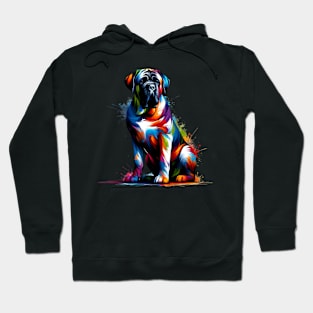 Bold and Powerful Mastiff in Splash Art Style Hoodie